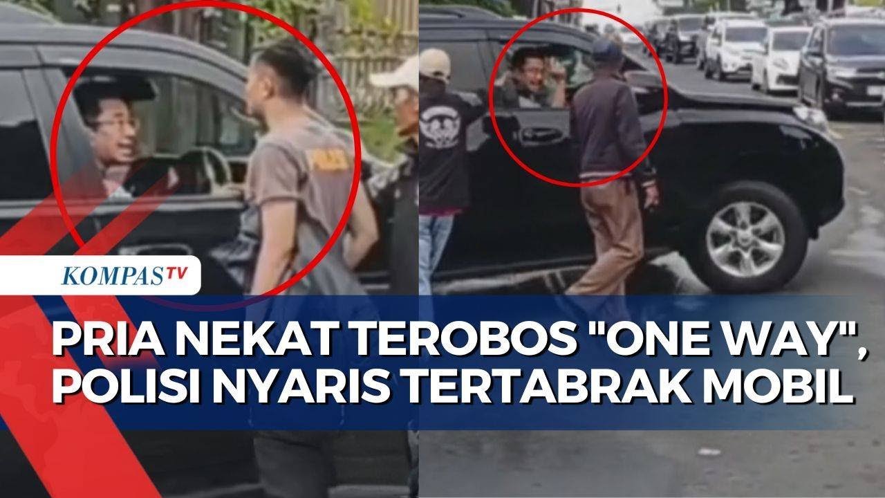 Nekat Terobos Sistem Satu Arah ke Puncak, Pengemudi Mobil Nyaris Tabrak Polisi