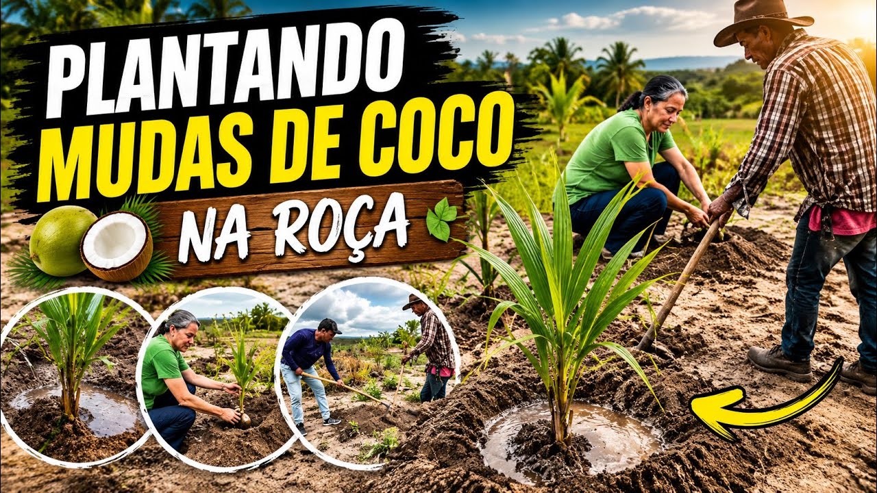 Plantando pés de coco na nossa roça 🌴