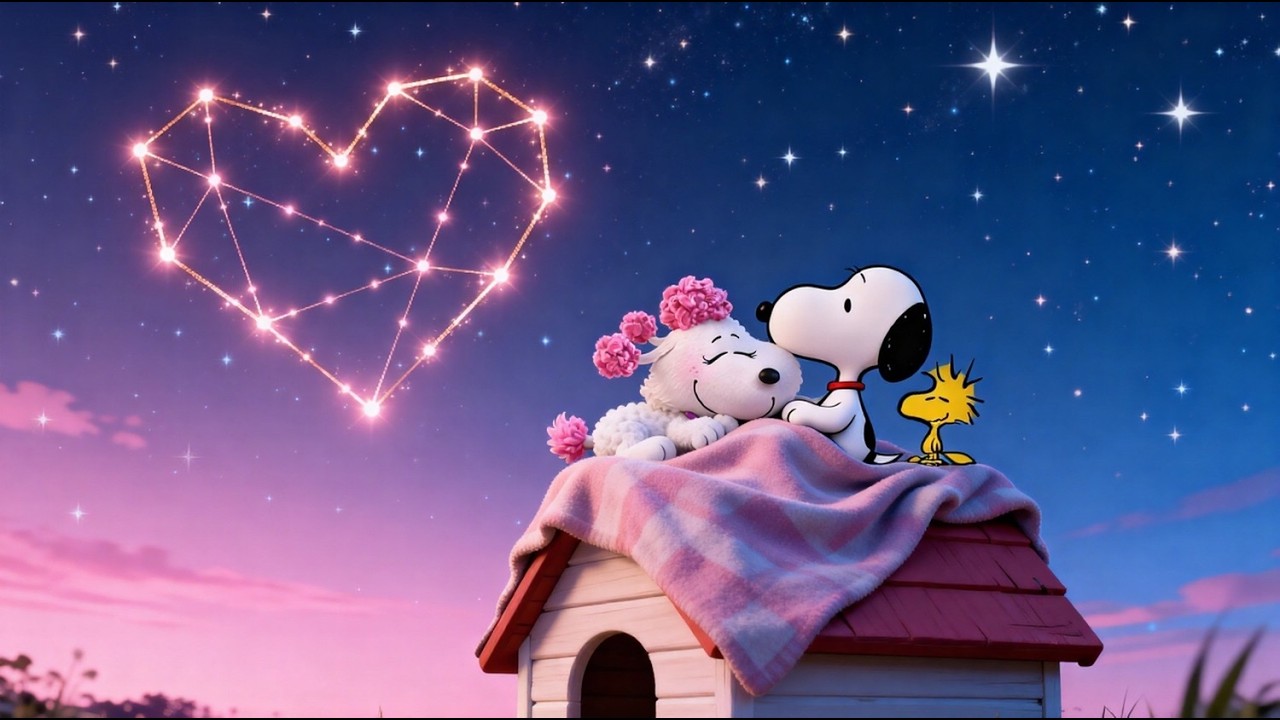 💖✨ LIVE Snoopy Valentine Night Under the Stars 🔴 Cozy Jazz for Relaxing, Studying & Sleeping