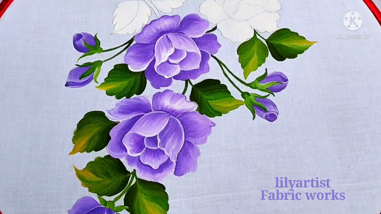 Rose design ko kaise  paint kare by lily artist fabric works | fabric painting