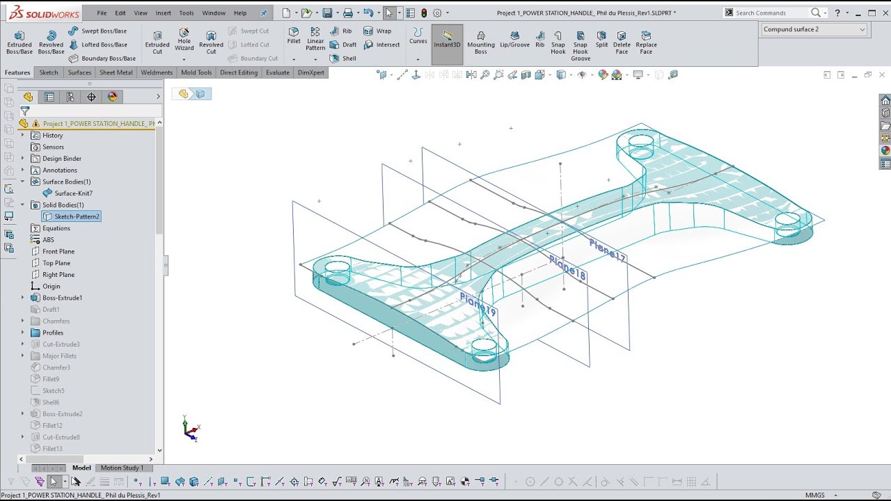 Make it in Solidworks 16.3  - cut with compound surface (using the surface  loft command)