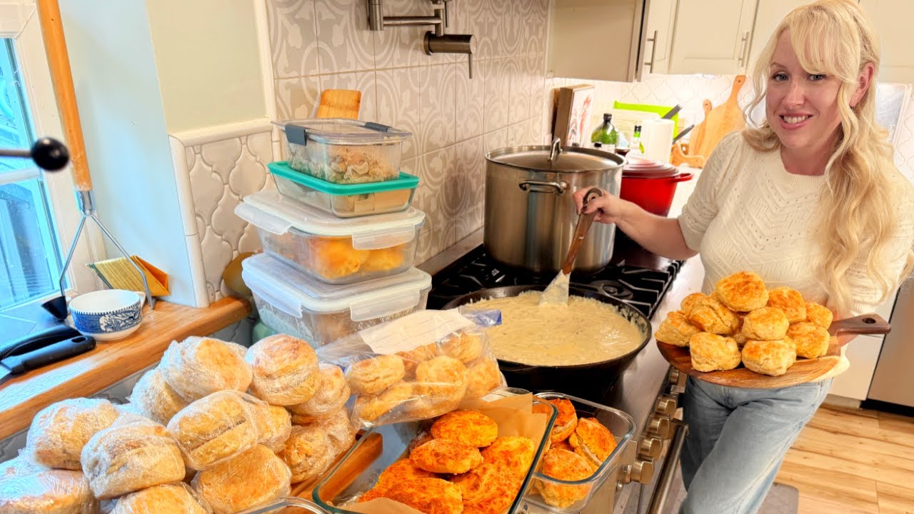 MASSIVE Filling My Freezer with 32 HOMEMADE FREEZER MEALS all from SCRATCH + HUGE FAMILY Meal Prep!!