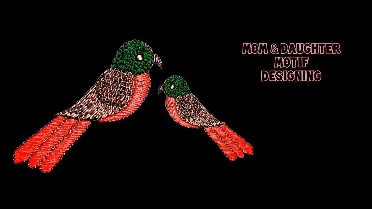 Aari Work Motif 5 | Mom & Daughter Parrot Motif Designing