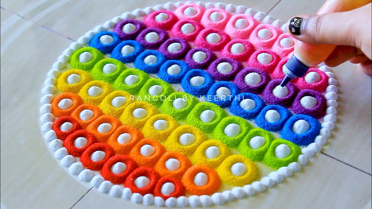 Simple rangoli design spoon l unique rangoli designs l easy rangoli designs with colours रंगोली