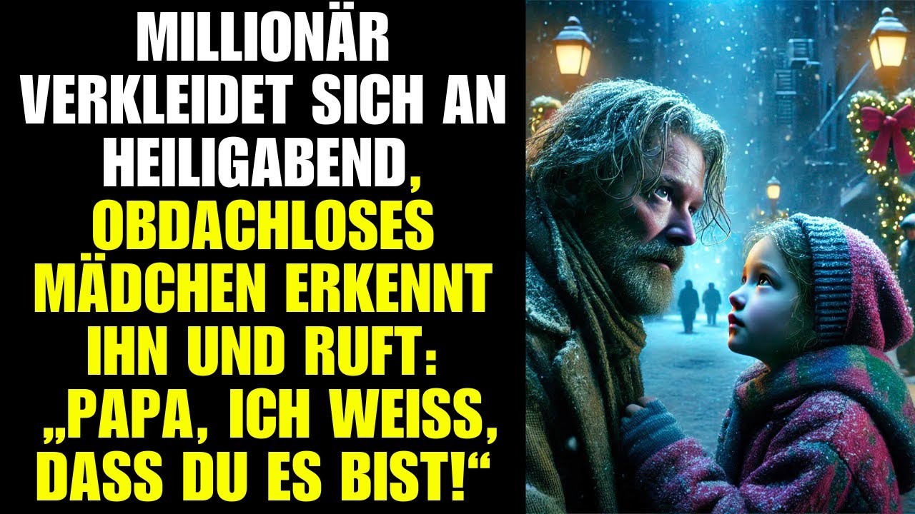 Millionär verkleidet sich an Heiligabend, obdachloses Mädchen erkennt ihn und ruft: „Papa, ich weiß