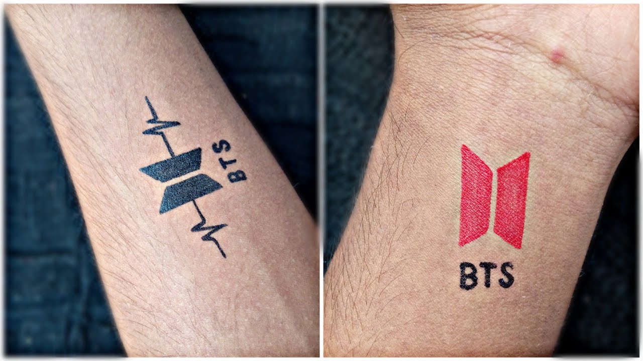 How to make BTS tattoo design with pen || BTS tattoo ||