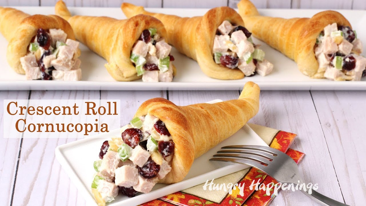 Crescent Roll Cornucopia with Cranberry Turkey Sald