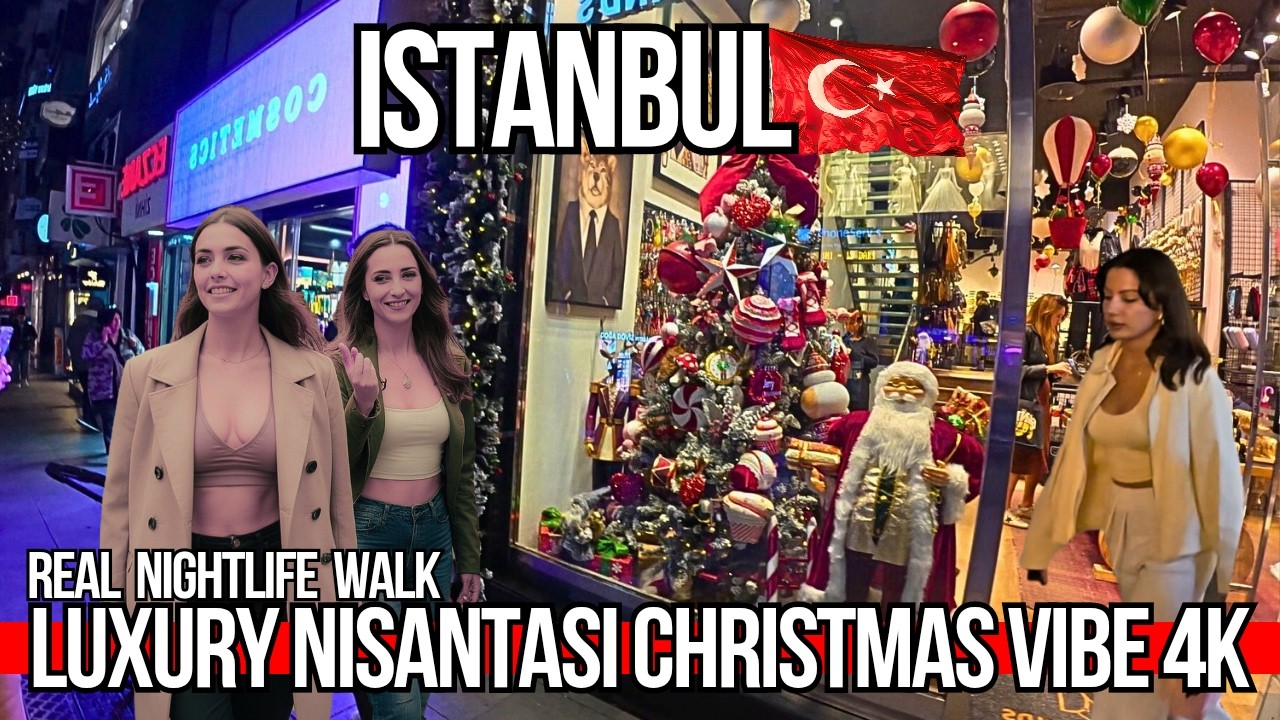 Istanbul&rsquo;s Luxury District 4K Night Walk | Nisantasi Christmas Lights