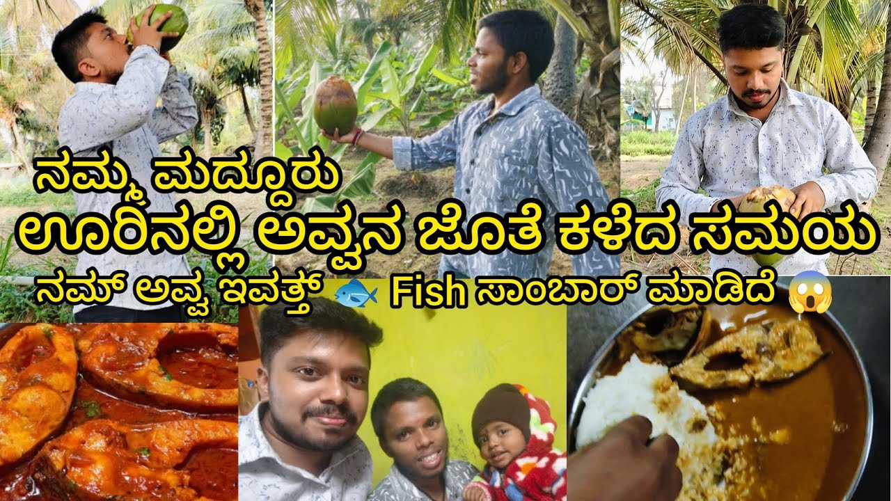 ನಮ್ಮ ಮದ್ದೂರು ಊರಿನಲ್ಲಿ ಅವ್ವನ ಜೊತೆ ಕಳೆದ ಸಮಯ Fish sambar & Coconut Water Drinking Vlogs With Big mother