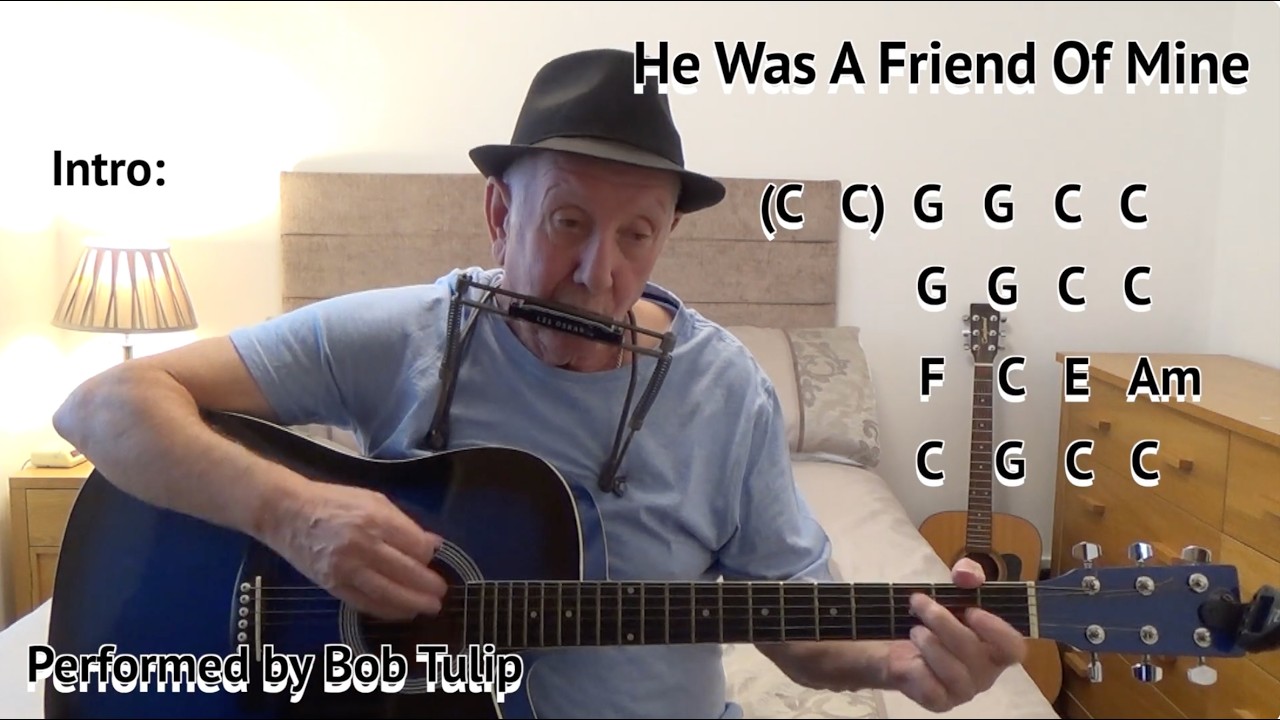 HE WAS A FRIEND OF MINE (Bob Dylan) Chords & Lyrics On-Screen - Harmonica