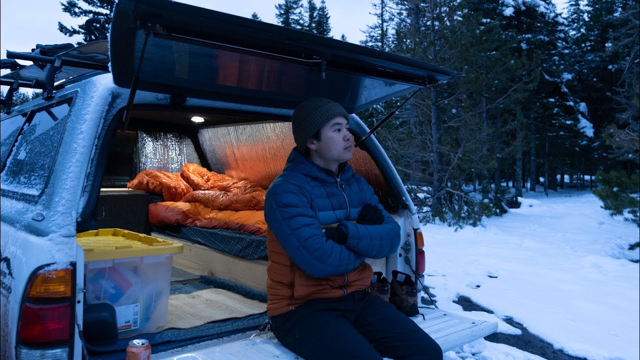 Solo Overnight in a Late Season Snowfall (Truck Camping)