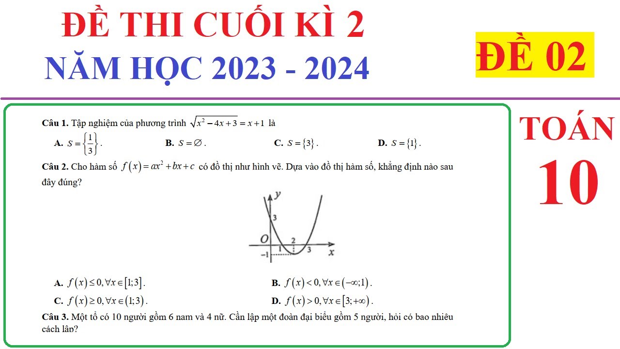 TOÁN 10 - ĐỀ 2- ĐỀ THI CUỐI HỌC KÌ 2 TOÁN 10 NĂM 2023-2024. ÔN TẬP HỌC KÌ 2 SÁCH KẾT NỐI TRI THỨC