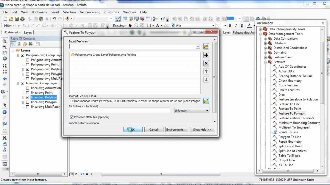 Convertir dwg a shape en ArcGis