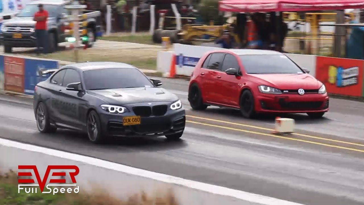 Lancer Evo 🆚Golf GTI 🆚 M240i 🆚 M5 🆚 S3 🆚 TT 🆚A45  | Drag Races 12 seg Copa Verano B/quilla 2018