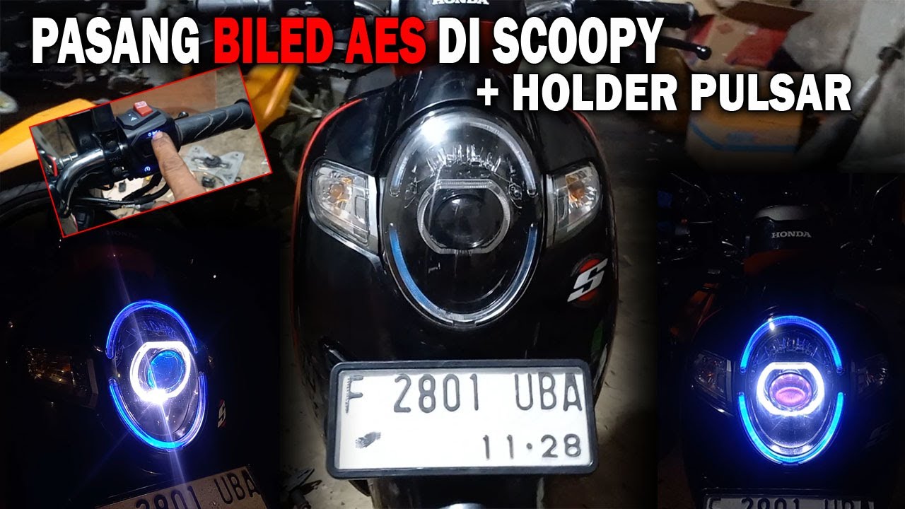 Pasang lampu Biled AES di motor scoopy + saklar pulsar