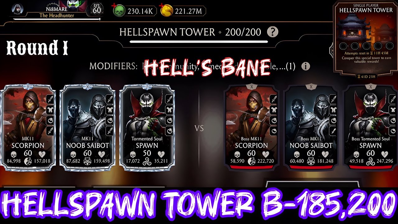 Hellspawn Tower Final Boss 200 Fight + Rewards Mortal Kombat Mobile | Mirror Boss Match