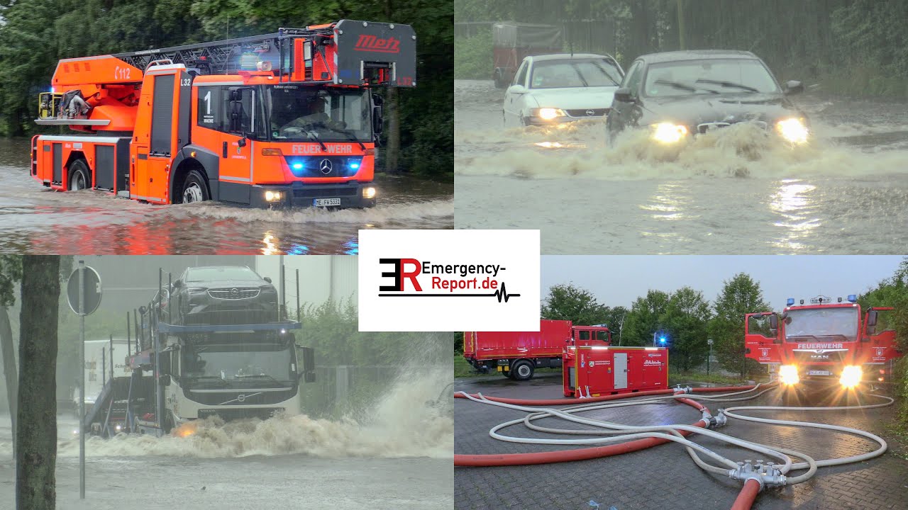 [GROßALARM NACH STARKREGEN IN LANGENFELD!] - Straßen überflutet - 361 Einsätze nach Unwetter -
