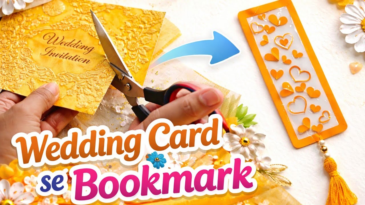 Handmade Bookmark Using Wedding Card/Creative Bookmark DIY#diy#bookmark#wedding#cards#hacks 