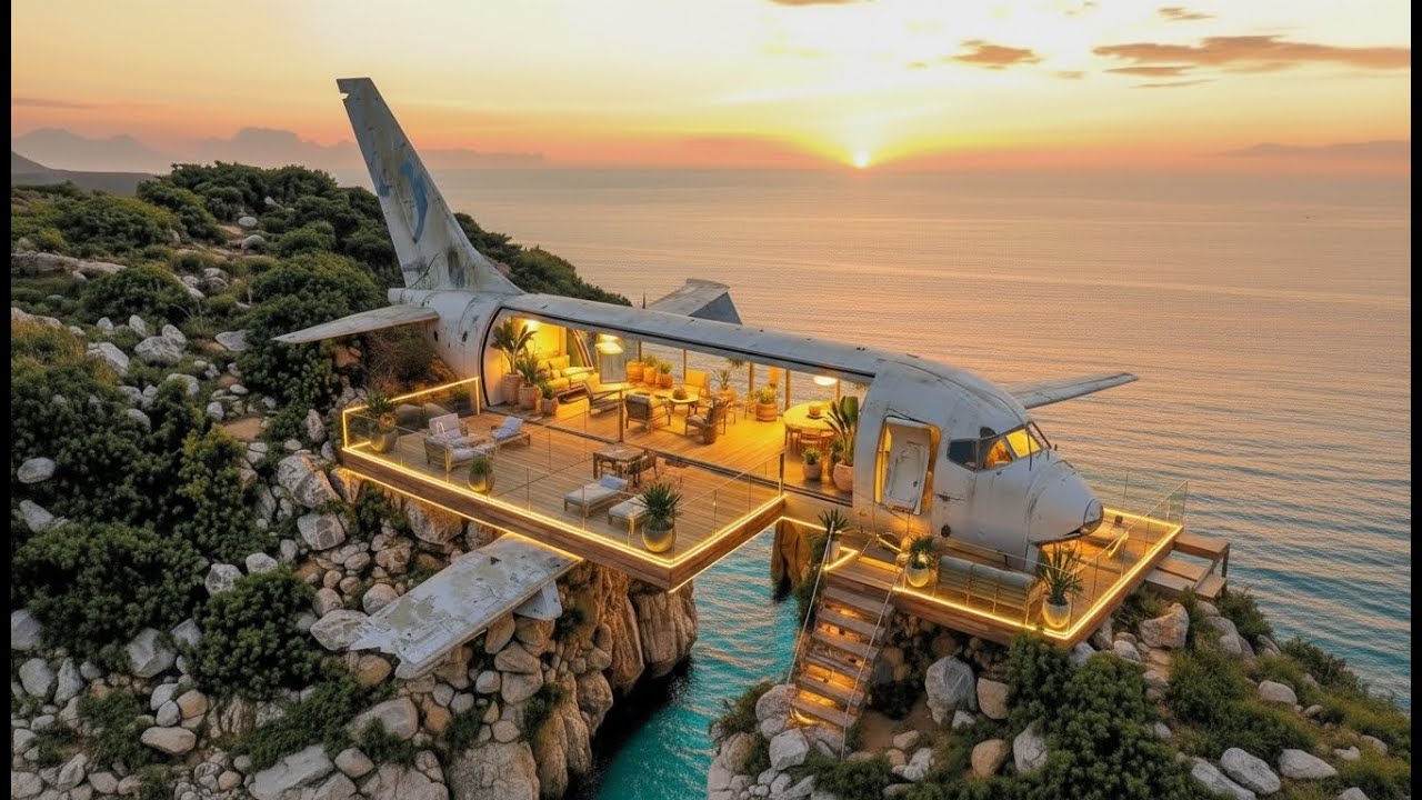 I Turned an Abandoned Airplane Into a Luxury Cliffside Home | Silent ASMR Build