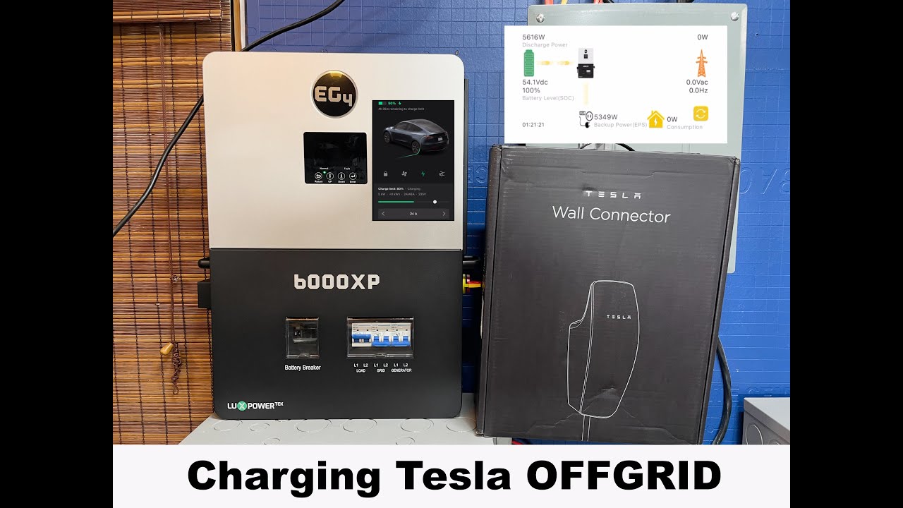 Уровень 2: зарядка Tesla в автономном режиме с помощью солнечной батареи | EG4 6000xp и настенные...