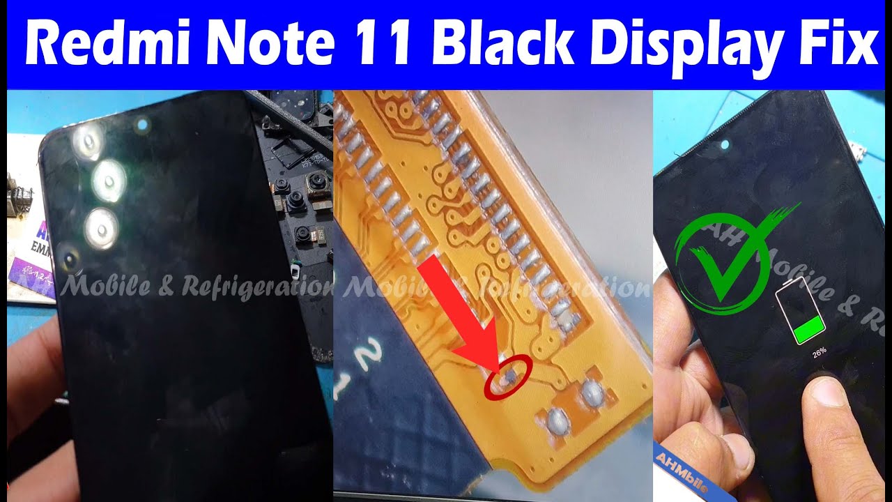 Redmi Note 11 Black Display Panel Light Ways Jumper Solution
