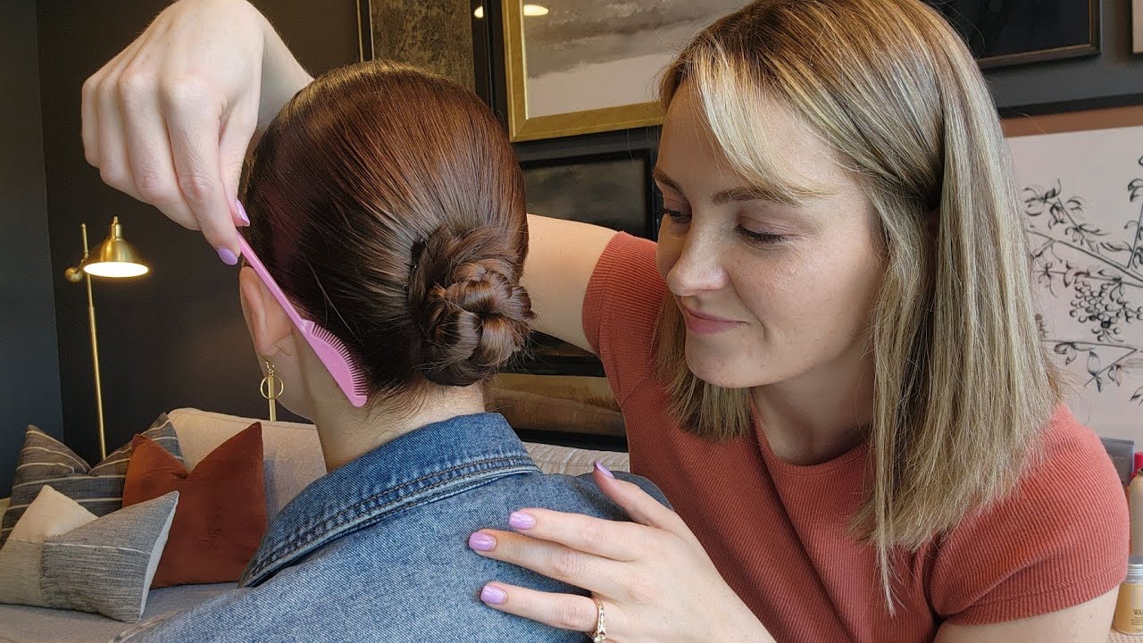 ASMR Perfectionist Slick Back Clean Girl Low Bun - Hair Gel, Hairspray, Mini combing & Final Touches