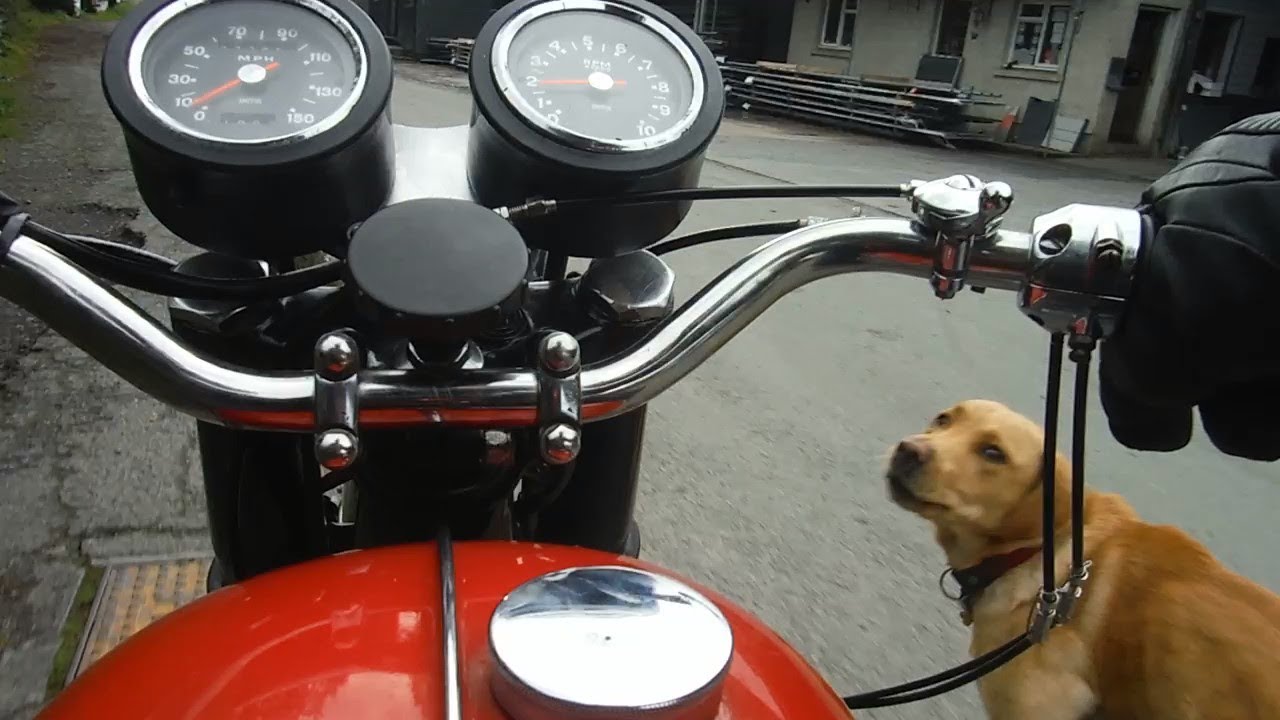 BSA A65 first ride on raised gearing after gearbox sprocket swap..