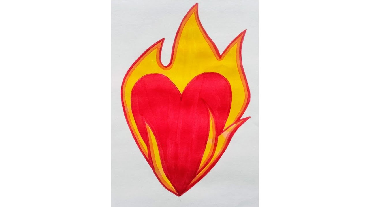 Learn How to Draw a Heart on Fire Emogi || Kids Drawing ||