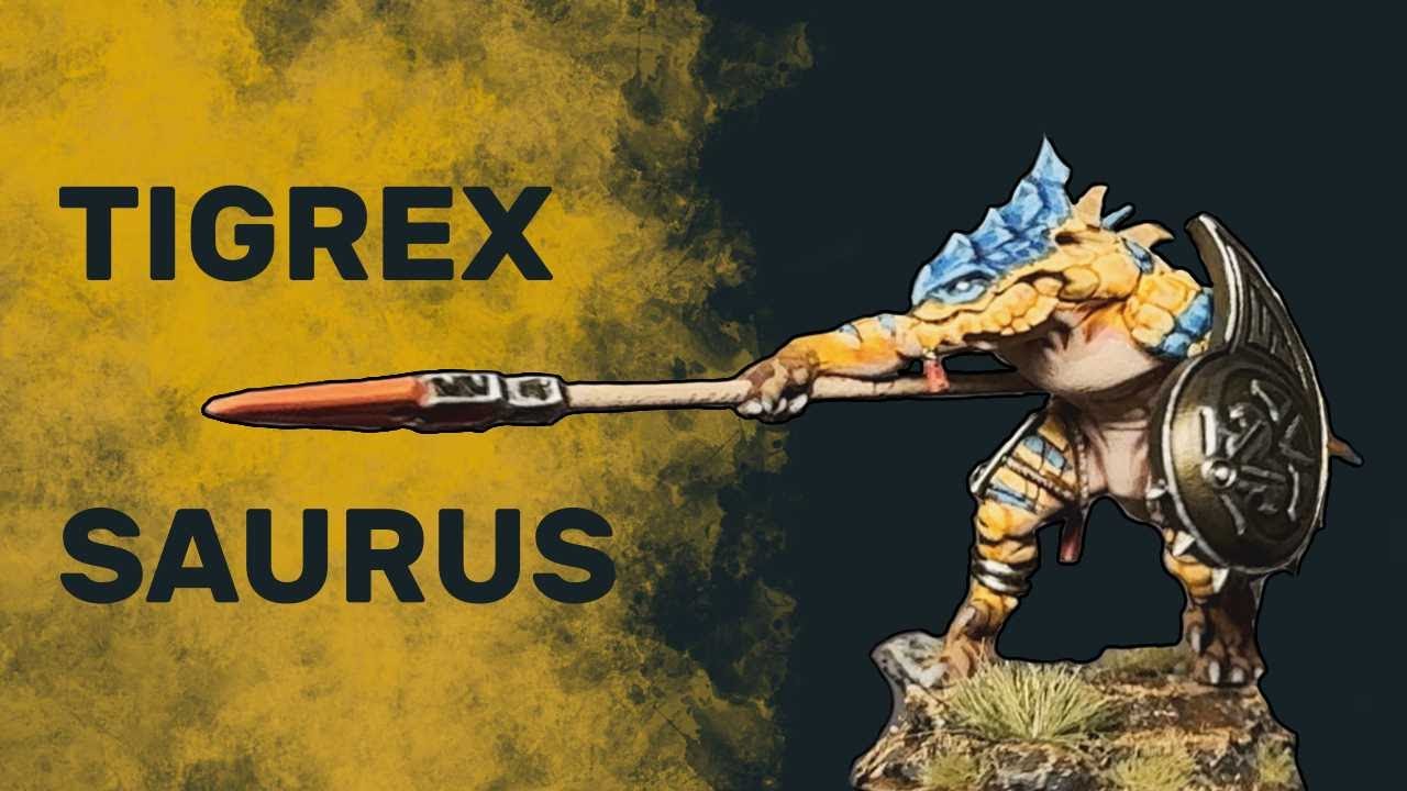 Раскрашиваю воина-зауруса из вселенной Warhammer, похожего на Тигрекса из Monster Hunter.