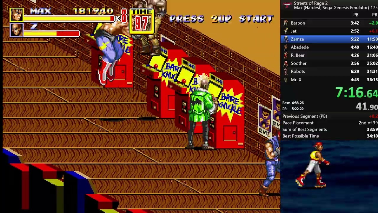 Streets of Rage 2 Max Hardest Speedrun 35:26