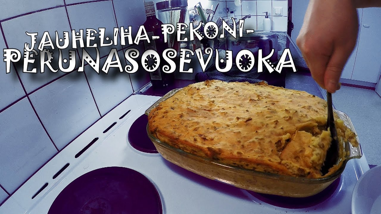 Jauheliha-Pekoni-Perunasosevuoka