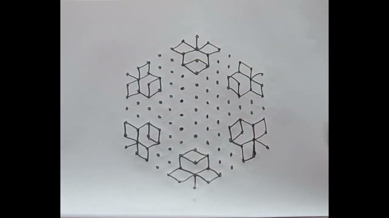 Easy and super rangoli /flowers design step rangoli 13*7/🌺bigginers rangoli 