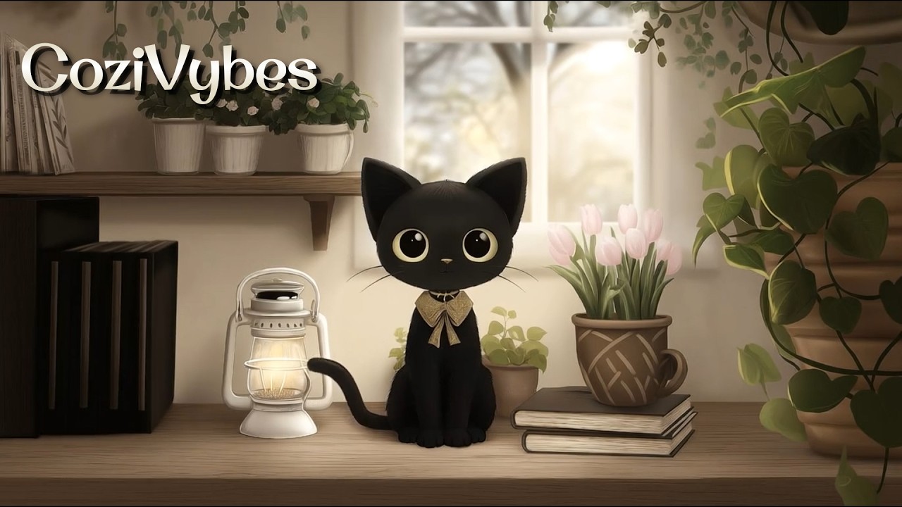 Cozy Black Cat Lofi Beats for Relaxing, Studying & Sleeping (8 Hours, No Ads)