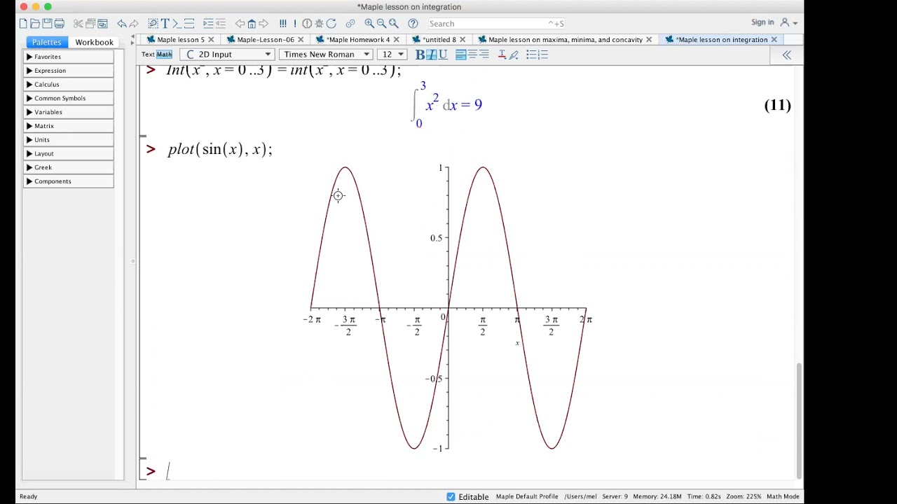 Maple lesson on integration