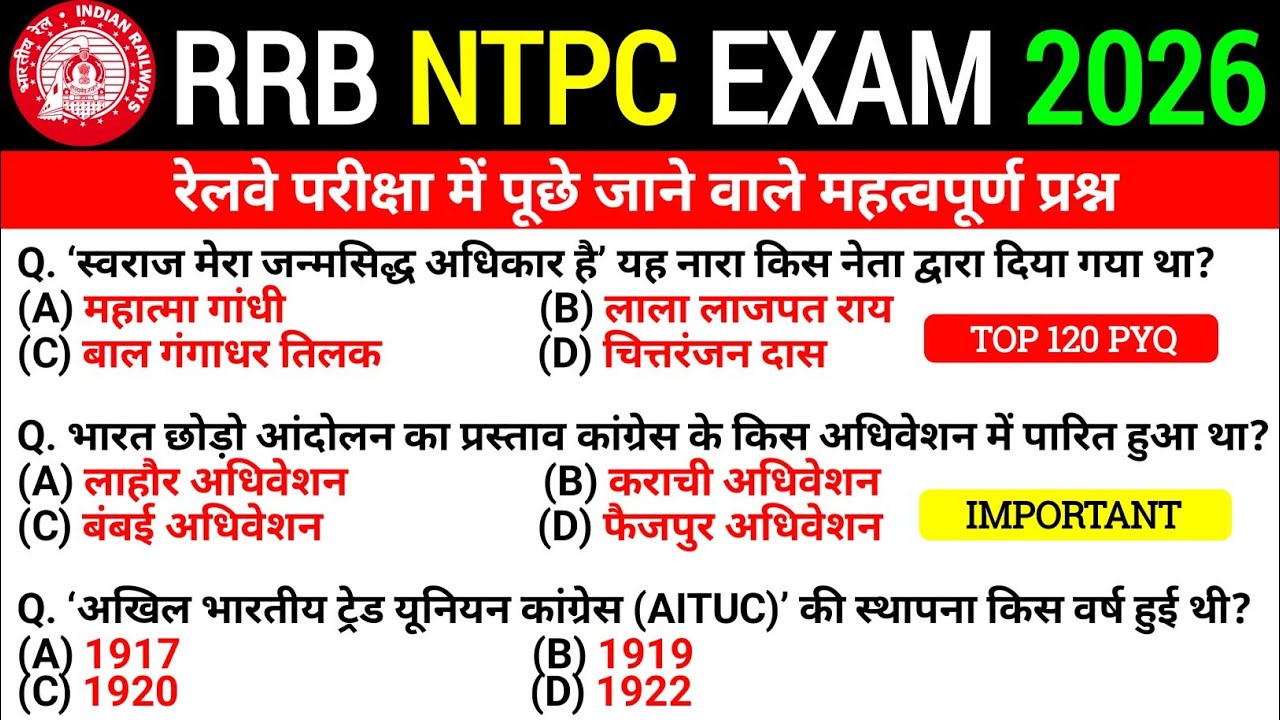 🚆 RRB NTPC Previous Year Question Paper 2021 | NTPC GK GS 2024 PYQ | Railway NTPC CBT-1 GK GS Class💯