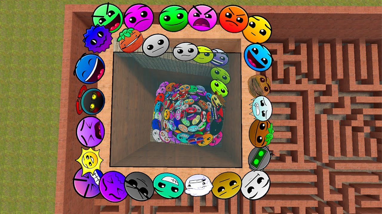 Geometry Dash and Lobotomy Dash Nextbots Family Chase me in Maze Garry's Mod