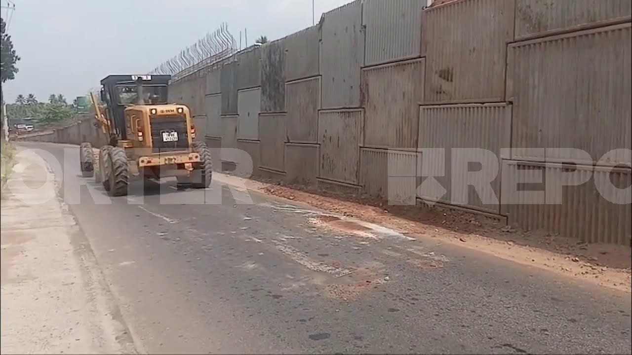 തൃശൂർ മുരിങ്ങൂരിൽ അടിപ്പാത നിർമ്മാണം നടക്കുന്നിടത്ത് സ്ലാബ് റോഡിലേക്ക് വീണു| Thrissur