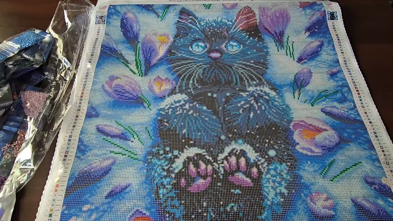 Unboxing Pfötchen im Schneegarten von Tinischnickschnack (Diamond Painting)