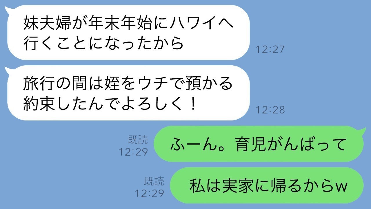 夫が相談なしで義妹の生後3ヶ月を預かる約束→私が実家に帰った結果…年末年始の衝撃の結末【2ch】