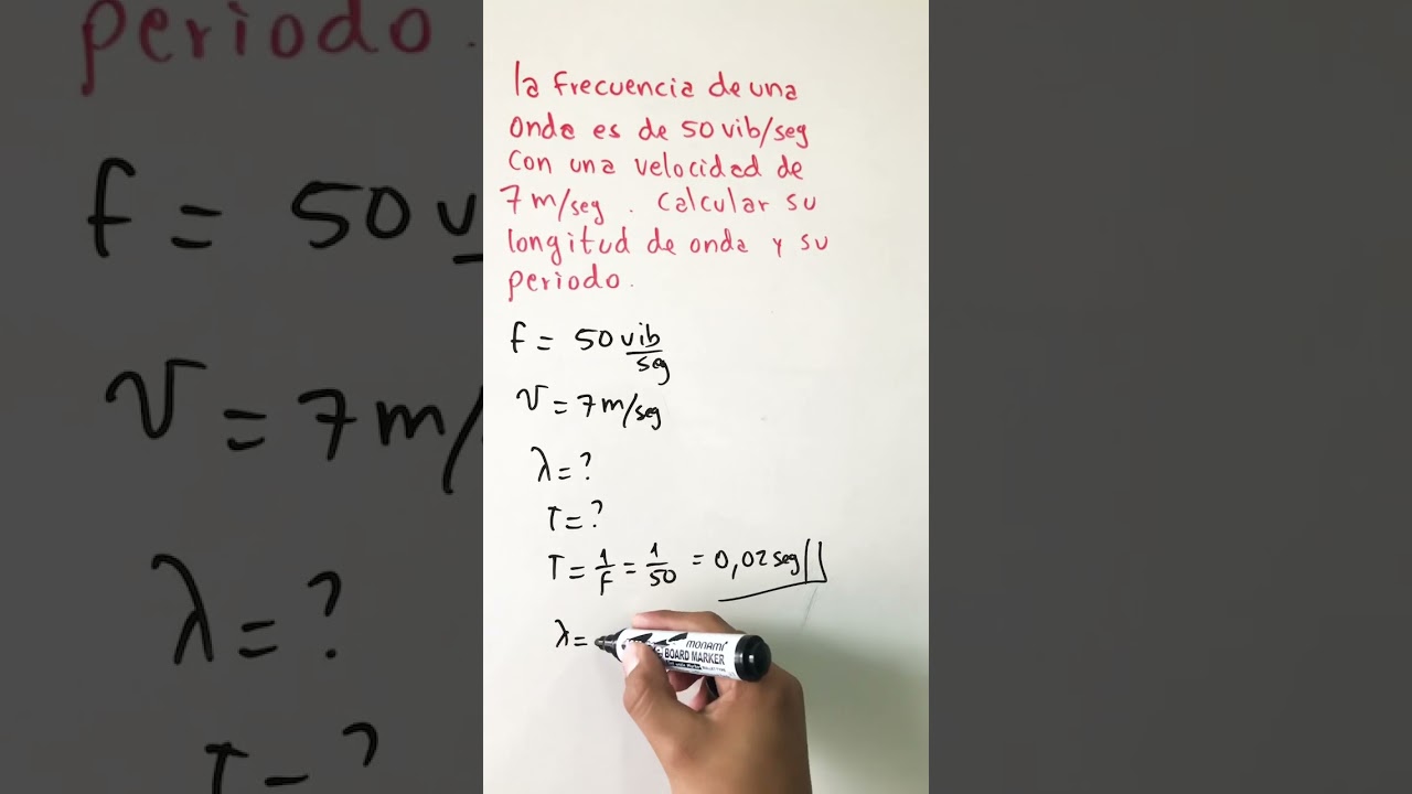 CALCULO DE LONGITUD DE ONDA Y PERIODO DE FRECUENCIA 50 con/seg y v=7m/seg