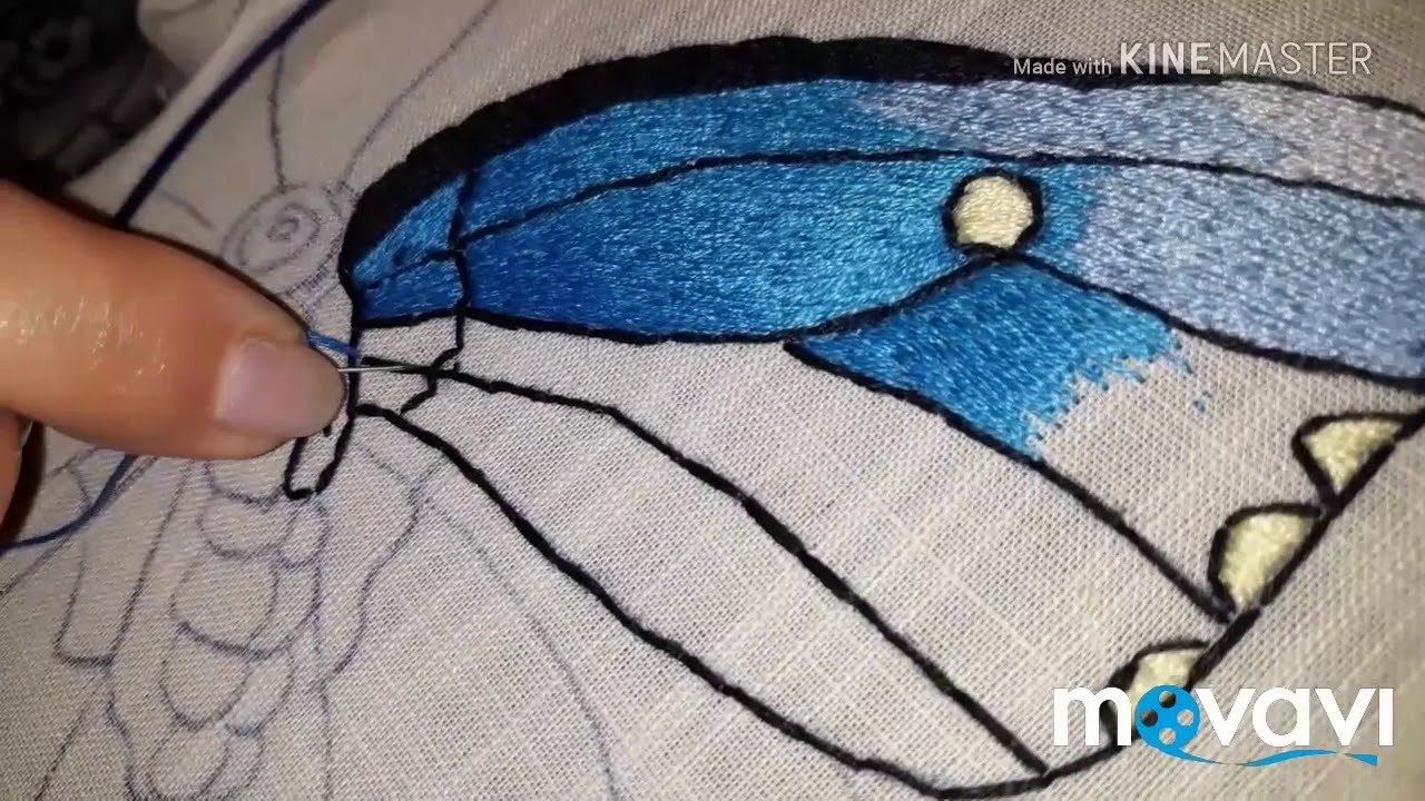 Вышиваю гладью бабочку☺