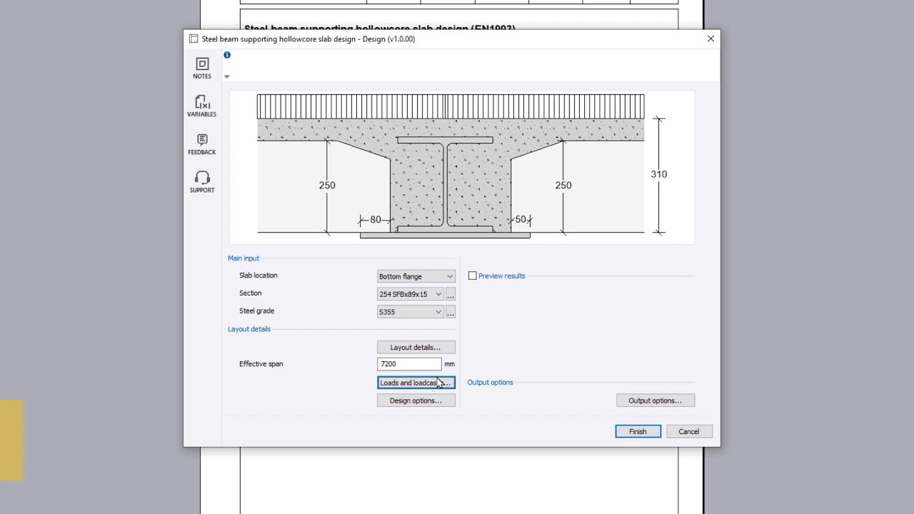 Steel beam supporting hollowcore slab design (EN1993)