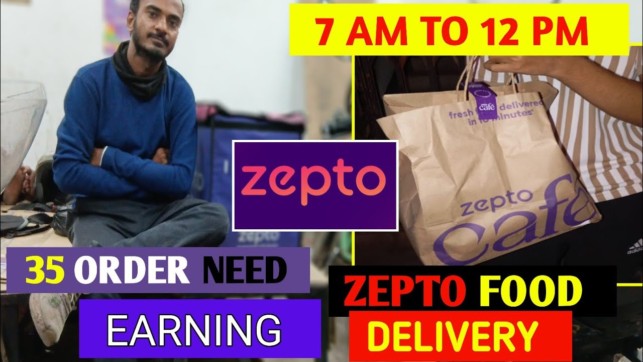 35  ORDER EARNING 7 AM TO 12 PM IN ZEPTO EARNING #zomatorider #zomatopartner