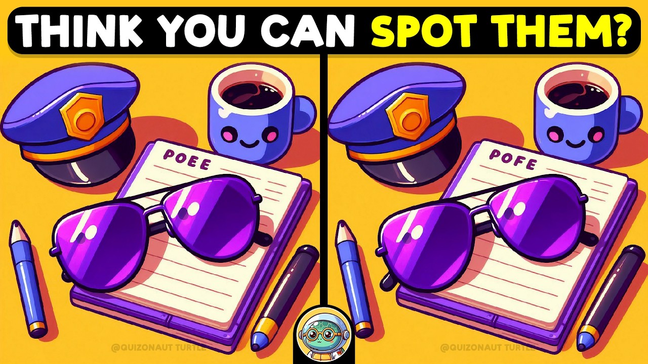🐢🧩 Find 3 Differences | Puzzle Power Hour 🧩🐢 | Quizonaut Turtle