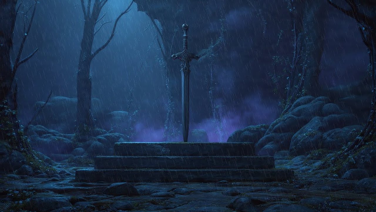 Medieval Sword Rain Ambience | Stormy Dark Forest Fantasy Sounds