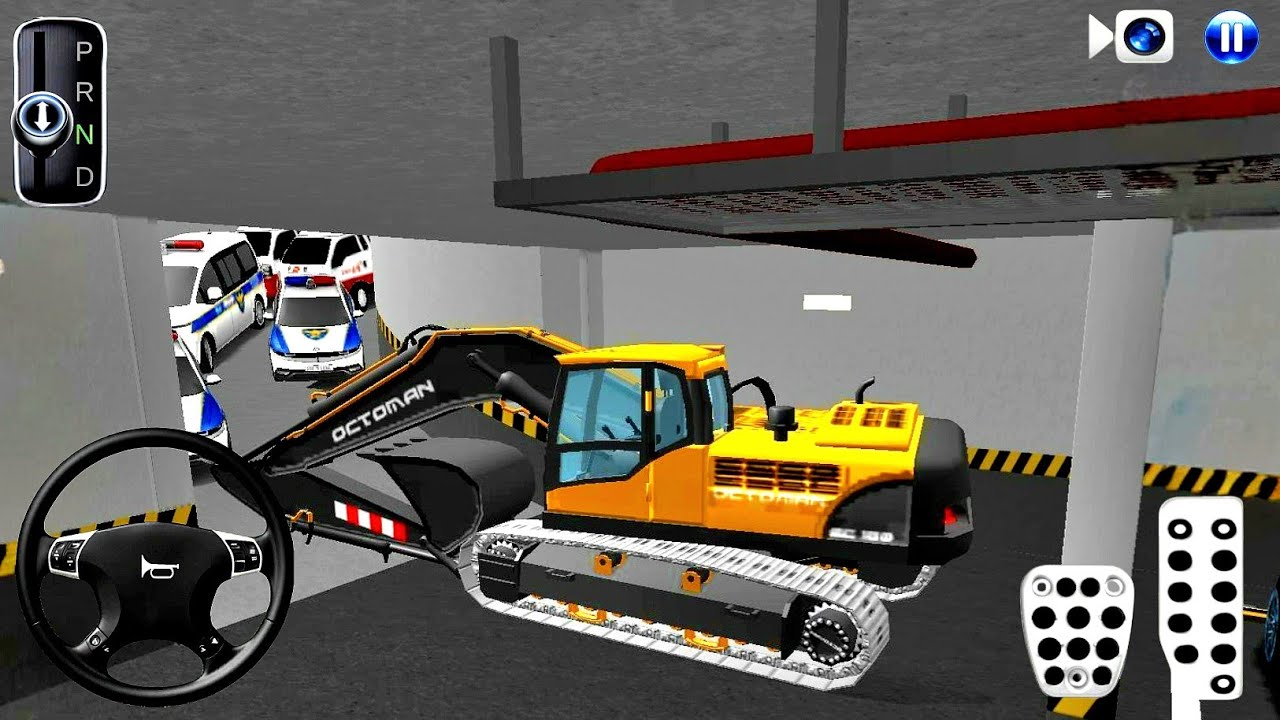 Heavy Excavator Stuck in Parking Garage with Police Cars🚔🚧 3D Driving Class 2025 - Android Gameplay🎮