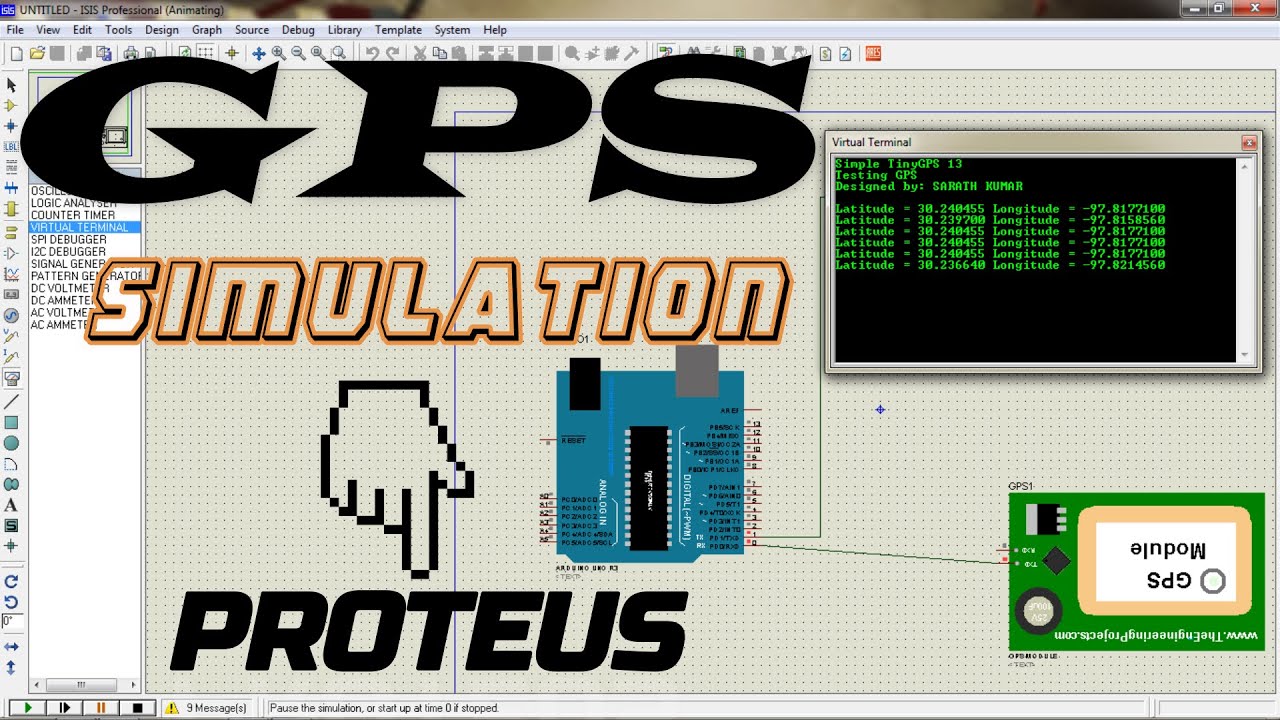 GPS simulation in Proteus|GPS interfacing with Arduino|Arduino++GPS module simulation in Proteus