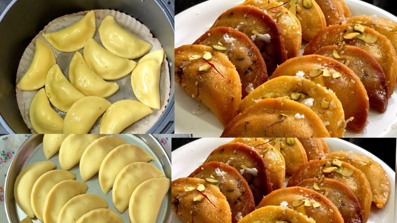 Air fryer  में बनायें  मूंग दाल  गुजिया 💕0 oil  gujiya recipe 😊न मैंदा व खोया और न ही Oil