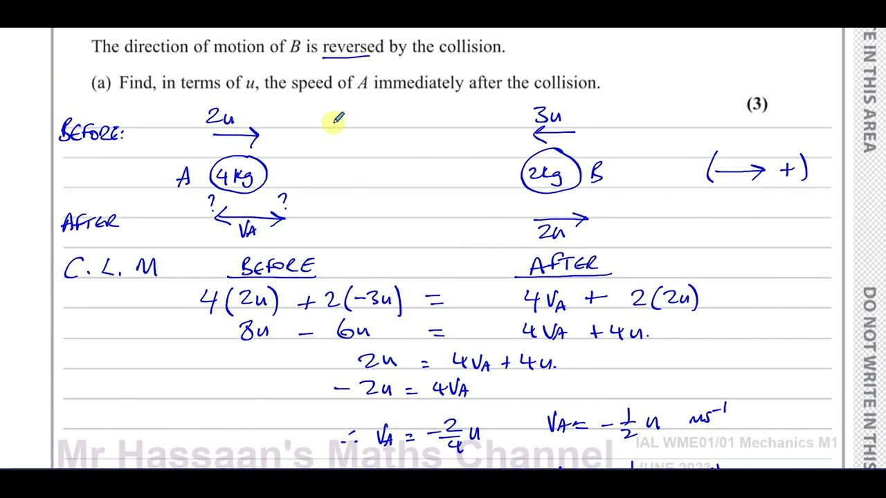 WME01/01, (Edexcel), IAL, M1, June 2023, Q1, Momentum & Impulse