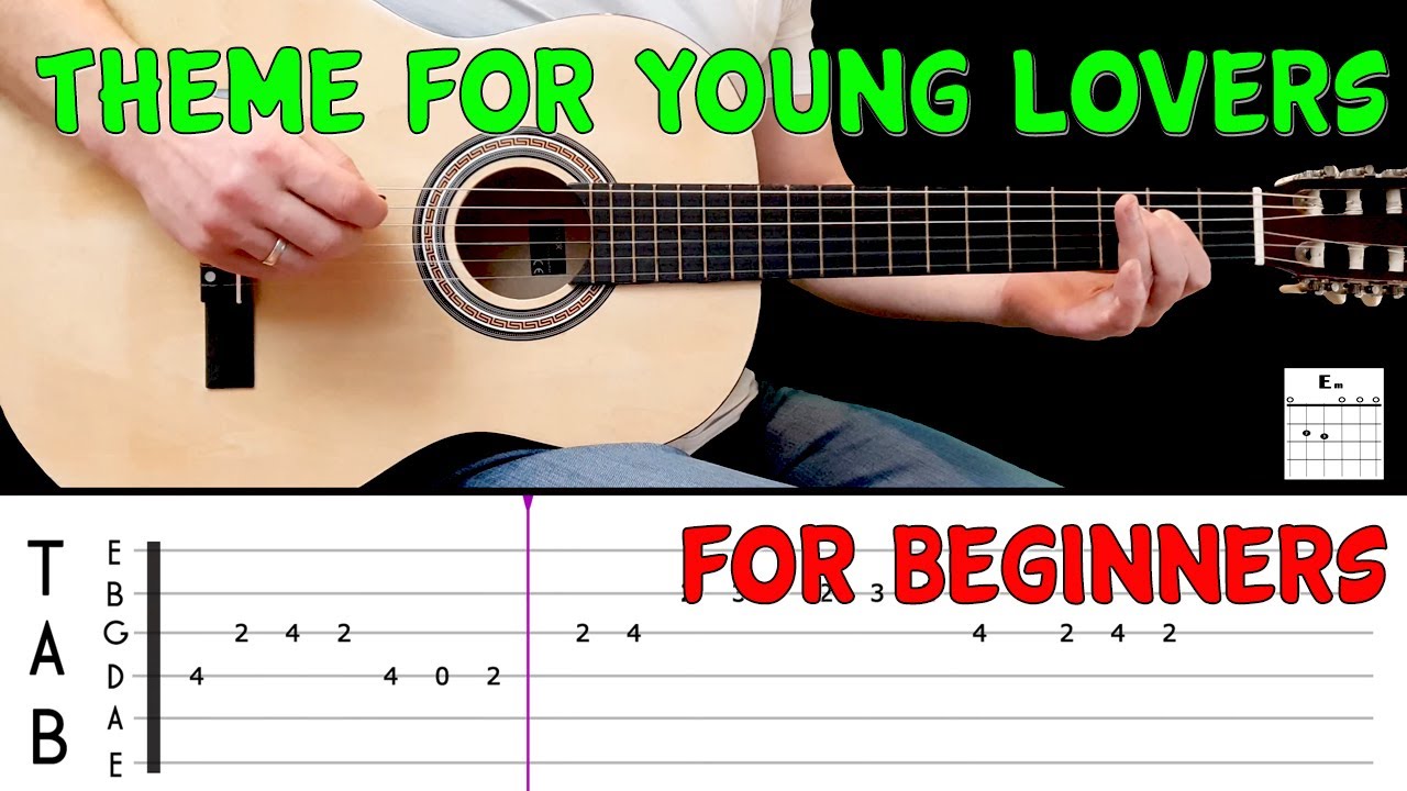 THEME FOR YOUNG LOVERS | Easy guitar melody lesson for BEGINNERS (with tabs) - The Shadows